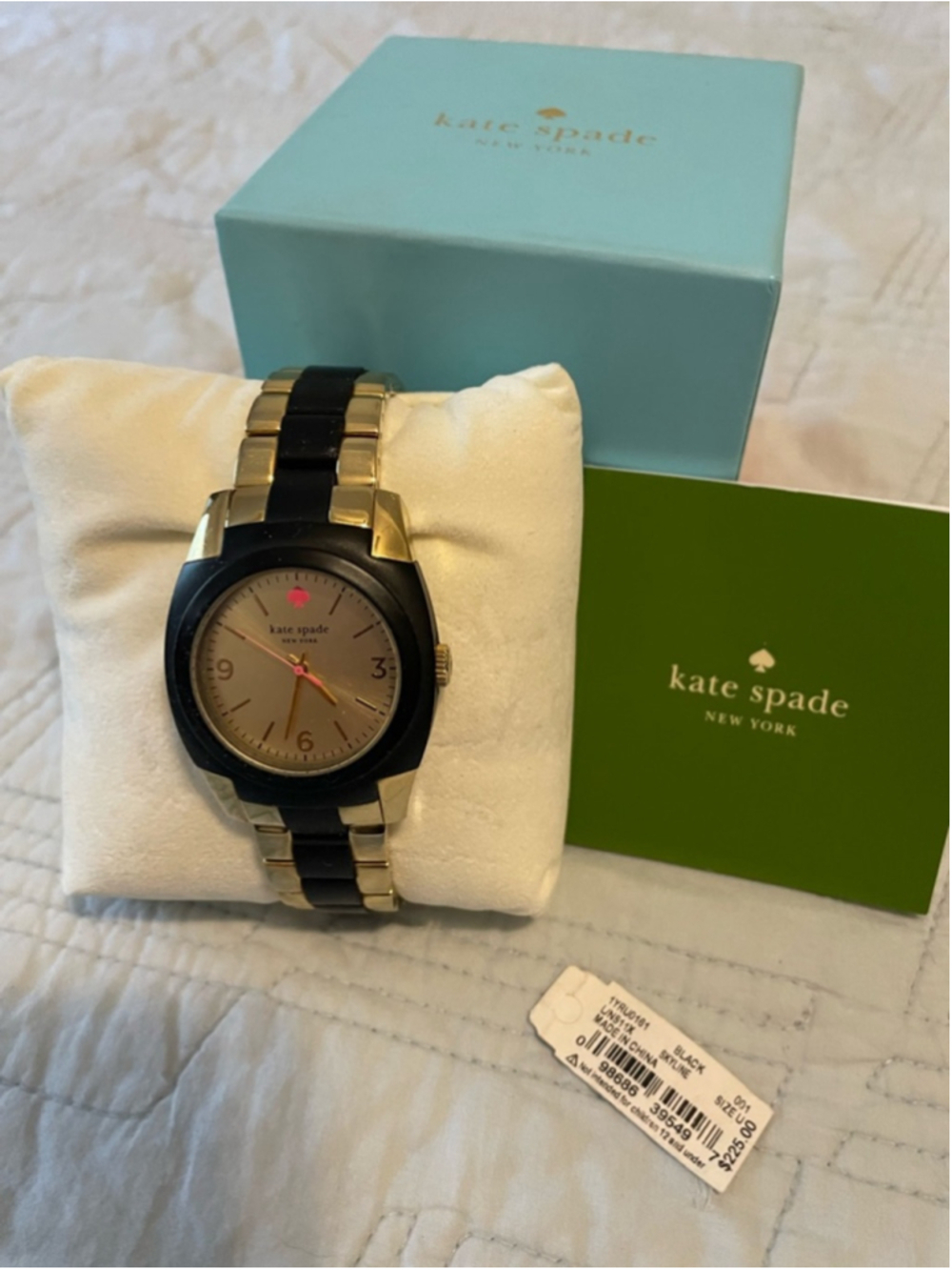 kate spade Two-Tone Stainless Steel Boyfriend Watch in Black & Gold